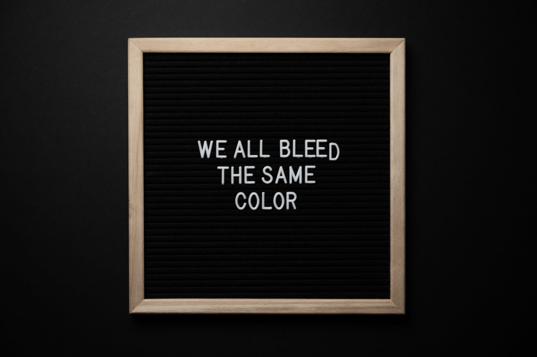 slogan we all bleed same color on black board